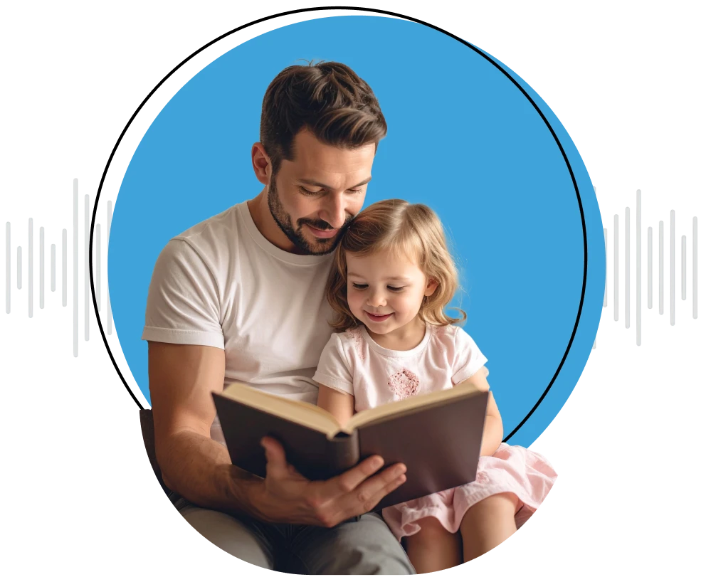 Un papa ecoute une histoire audio à sa fille